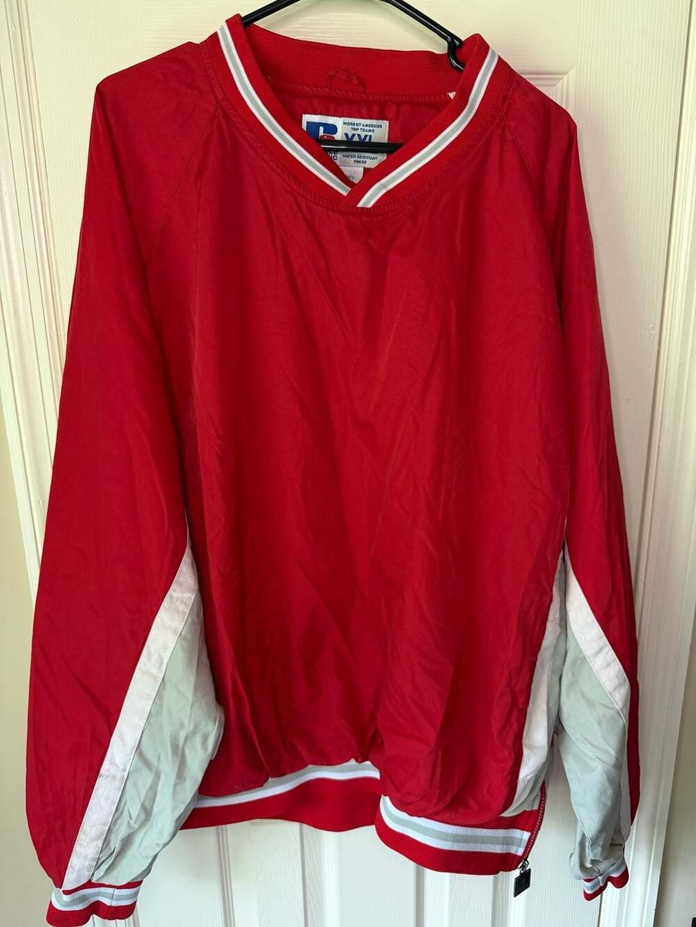 Vintage Russell Athletic Men's Red Pullover Windbreaker Jacket XXL